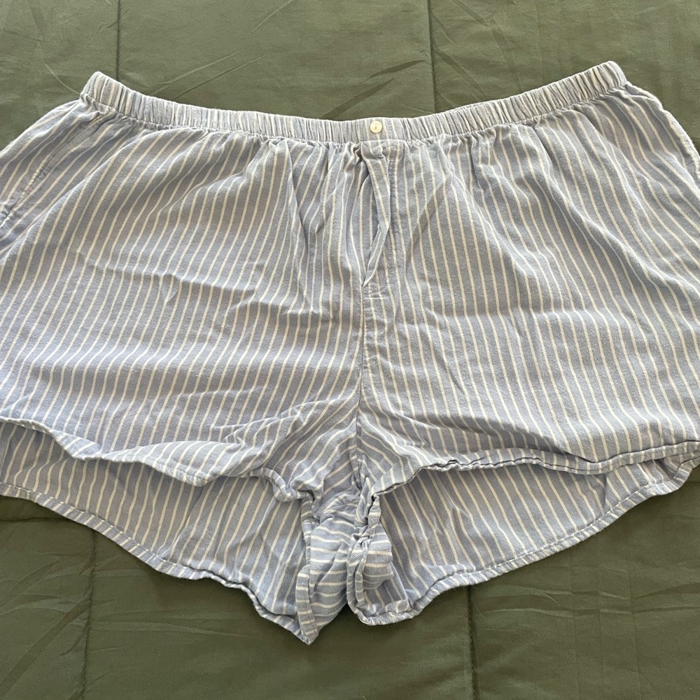 Aerie Light Blue Striped pajama Shorts